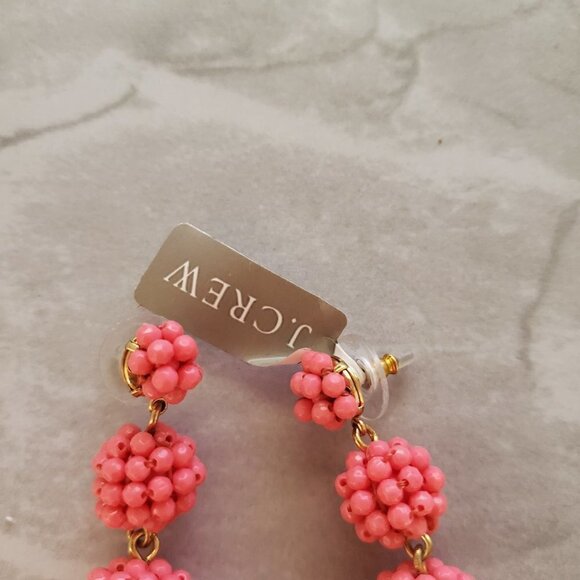 💕 NEW J.Crew Pink Beaded Beads Drop Dangle Earrings 💕 - Picture 2 of 8